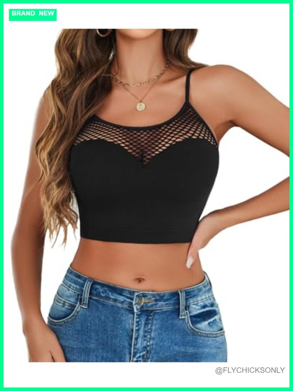 Fishnet Crop Top Hollow Out Camisole Sleeveless Bustier Y2K Rave